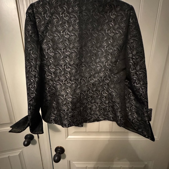 Le Suit Women’s Blazer Jacket silver floral print single breastedSize 10 petite - Picture 8 of 10